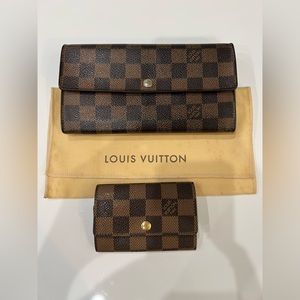 LV Damier Clutch Sarah Wallet and Key Holder Set